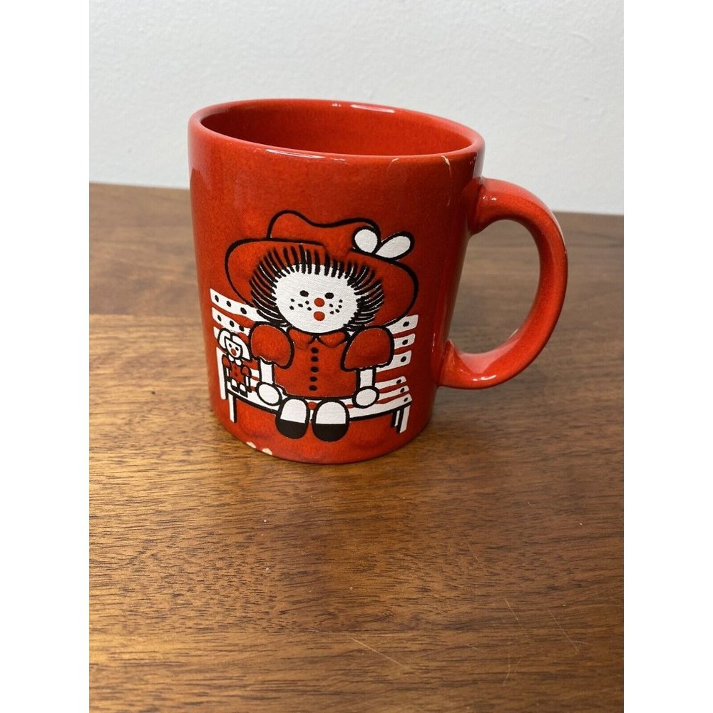 Waechtersbach Coffee Mug GIrl Doll Ceramic Cup 16 Oz Large Red